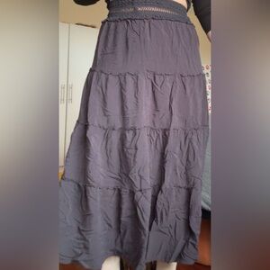 Sincerely Jules Tiered A-Line Maxi Skirt in Charcoal